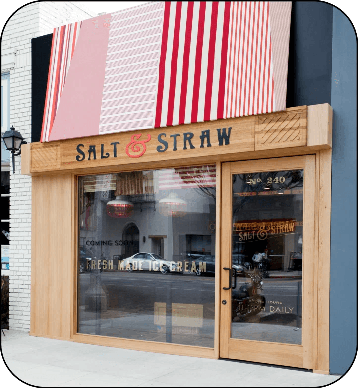 Salt & Straw scoop shop with striped awning